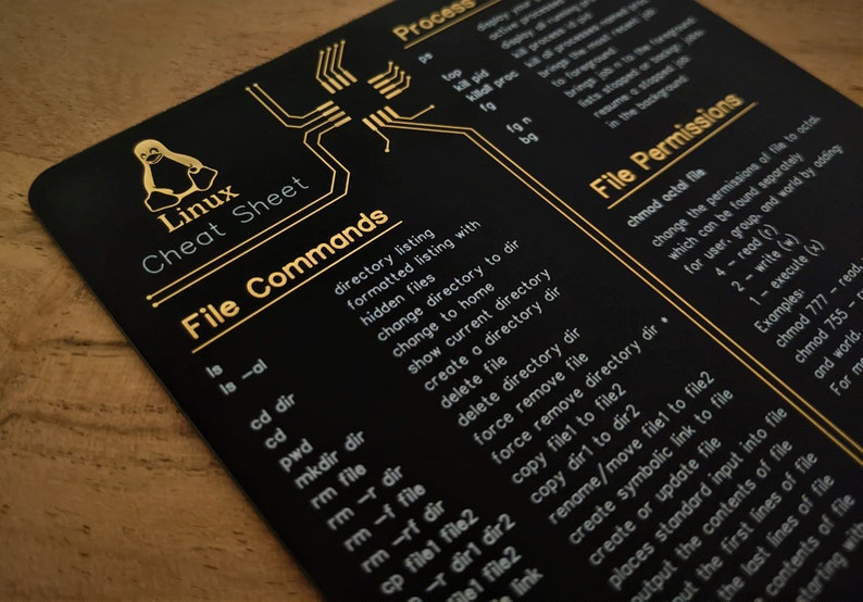 Linux Cheat Sheet Untersetzer aus einer hochwertigen Platine für Software Ingenieure, Hacker und Programmierer Bild 1