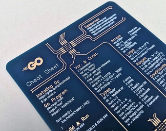 Go Cheat Sheet coasters made from a high-quality circuit board for software engineers, hackers and programmers
