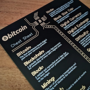 Bitcoin Cheat Sheet coaster from a high-quality board for image 3