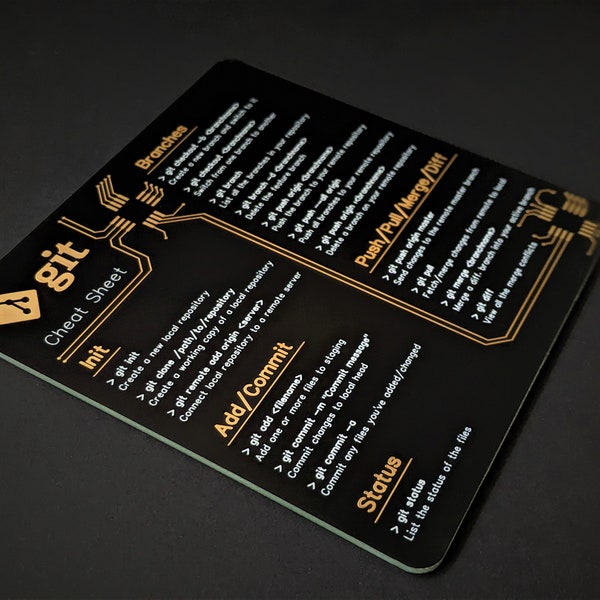 Git Cheat Sheet coasters made from a high quality circuit board for software engineers, hackers and programmers