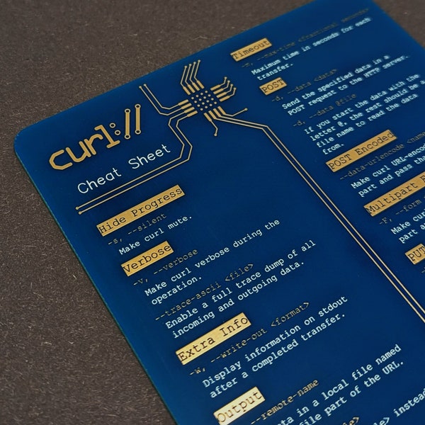 CURL Cheat Sheet Untersetzer aus einer hochwertigen Platine für Entwickler, Systemadministratoren, Web-Entwickler und alle Anderen