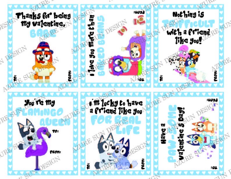 Printable Valentine's Day Cards Blue Heeler Dog - Etsy