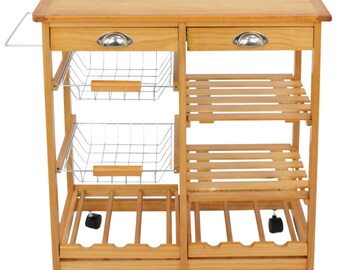 Trolley Cart Dining Storage Drawers, Rolling Wood Kitchen Island