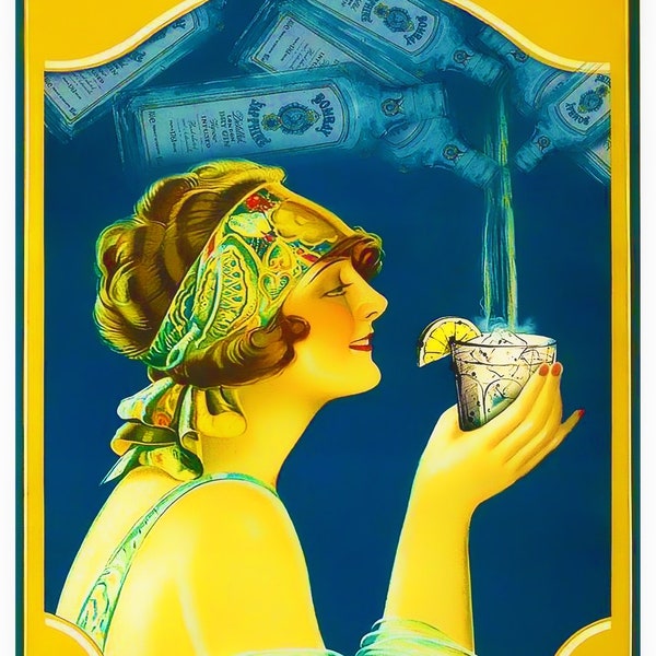 Reproduction Vintage Advertising "Let The Evening Be-Gin" Poster, Home Wall Art, Various Sizes Available