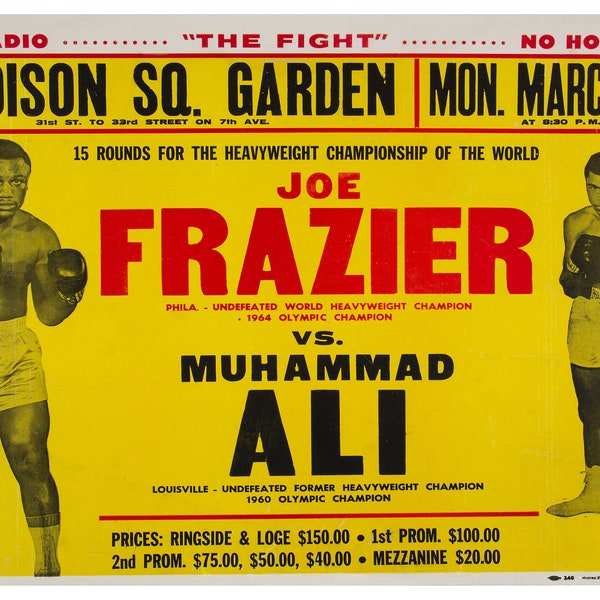 Reproduction Vintage "Frazier vs Ali" Boxing Poster, Home Wall Art, Various Sizes Available