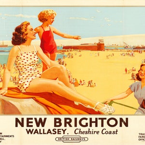 Reproduction Vintage Travel "New Brighton", Poster, Home Wall Art, Various Sizes Available