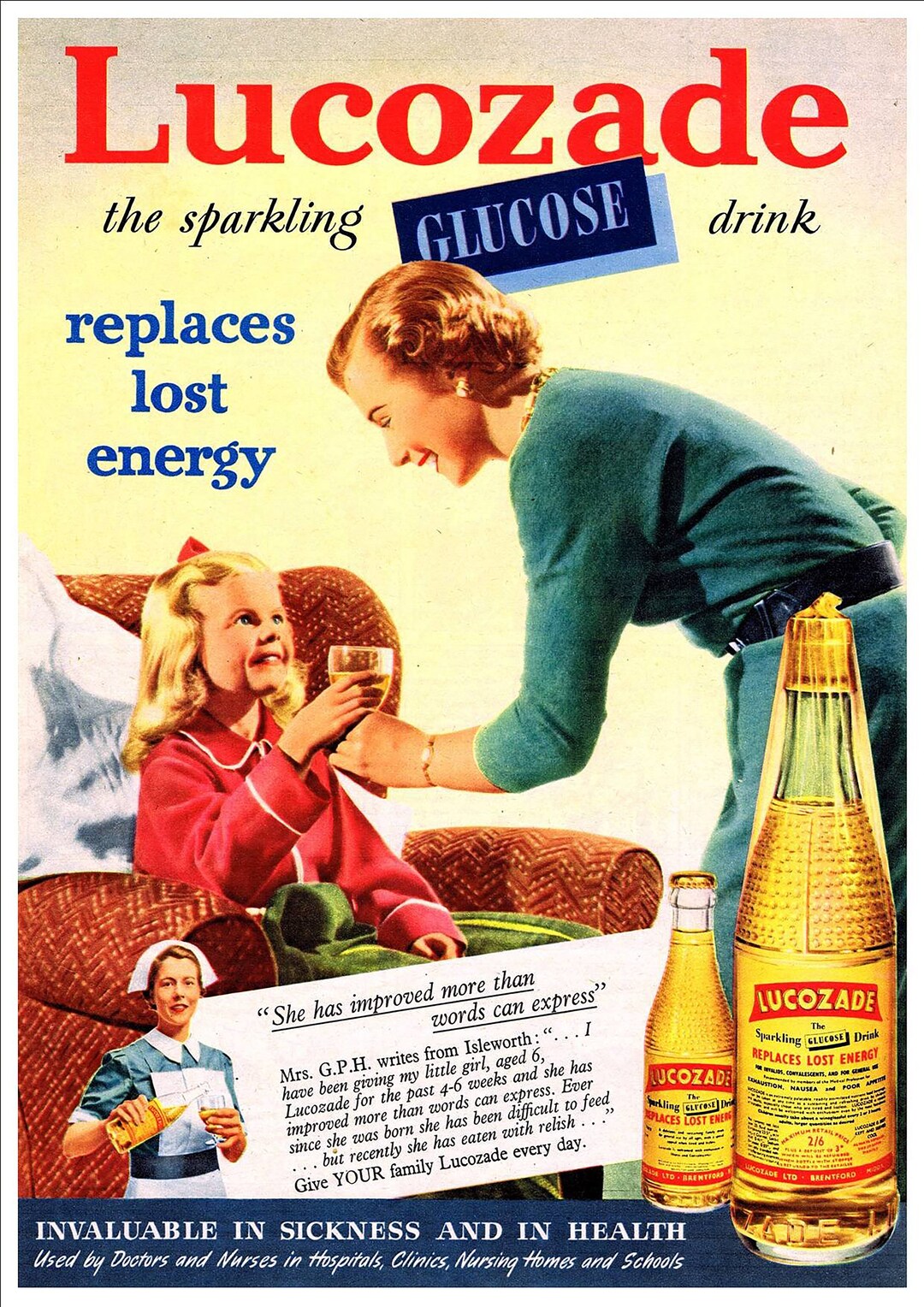 Reproduction Vintage Advertisement lucozade, Poster, Home Wall Art ...