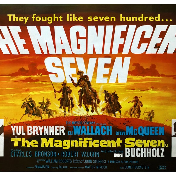 Reproduktion Vintage Western Film Poster "The Magnificent Seven" Home Wall Art, verschiedene Größen verfügbar