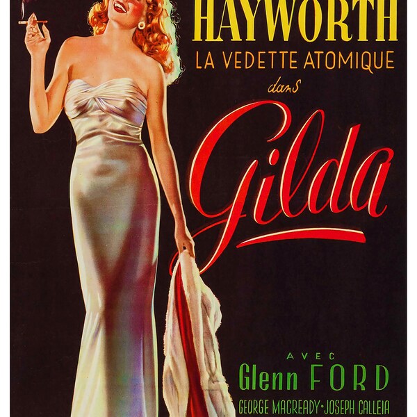 Reproduction Vintage Classic Movie Poster "Gilda" Home Wall Art, Various Sizes Available