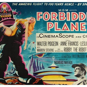 Reproduction Vintage Movie "Forbidden Planet", Poster, Home Wall Art, Various Sizes Available