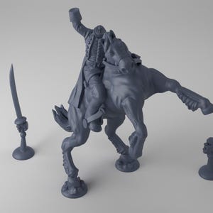 Kopfloser Reiter | Gruseliger Reiter | Halloween-Dekoration | Untot | Mittel | D&D | Pfadfinder | TTPR | 28mm | 32mm | Miniatur