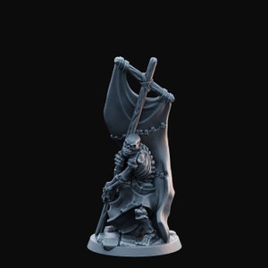 Skeleton Banner Bearer | Undead | Medium | D&D | Pathfinder | TTRPG | 28mm | 32mm | Miniature | Arbiter Miniatures
