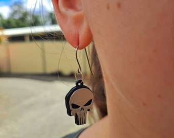 3D Printed Skull Earrings | Spooky Stainless Steel Hooks