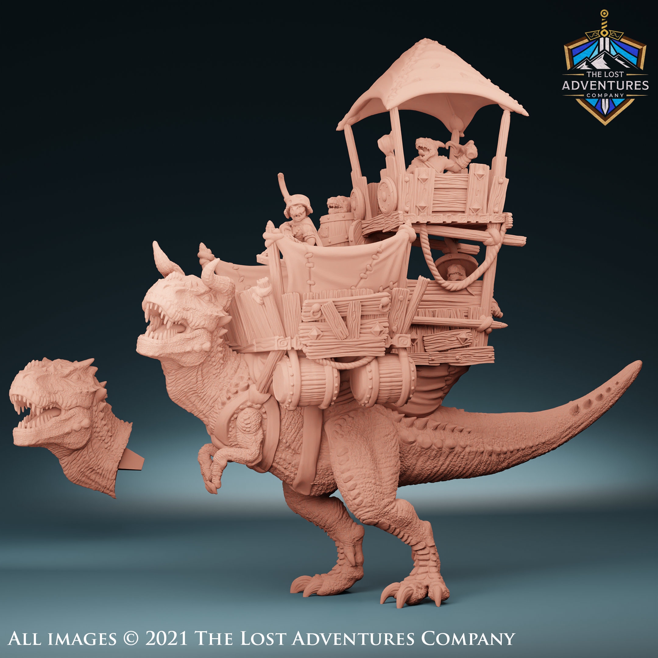 Great Horned Carnotaurus With Howdah | Beast | Gargantuan | D&D