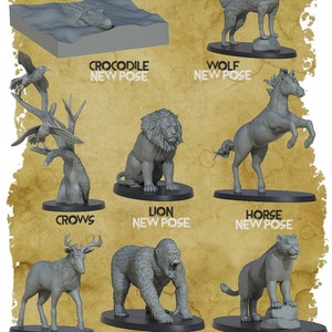 Animals Set 4 | Beast | Medium | Large | Huge | D&D | Pathfinder |  28mm | 32mm | 3DIPSTUDIOS