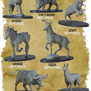Animals Set 6 | Beast | Medium | Large | Huge | D&D | Pathfinder |  28mm | 32mm | 3DIPSTUDIOS