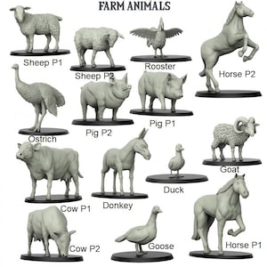 Farm Animals | Beast | Medium | Large | Huge | D&D | Pathfinder |  28mm | 32mm | 3DIPSTUDIOS