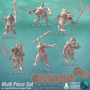 Fishfolk | Kuo-toa | Locathah | Humanoid | Medium | D&D | Pathfinder | TTRPG | 75mm | 32mm | Miniature | Sync Ratio Systems