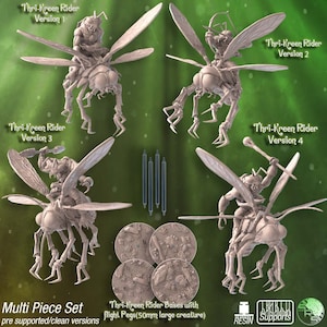 Thri-Kreen Rider | Humanoid | Medium | Large | D&D | Pathfinder | TTRPG | 28mm | 32mm | Miniature | Sync Ratio Systems