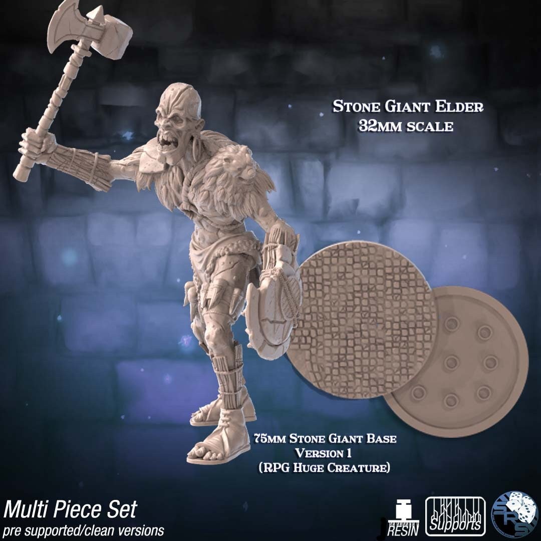 Stone Giant Elder | Giant | Huge | D&D | Pathfinder | TTRPG | 28mm | 32mm | Miniature | Sync Ratio Systems