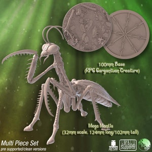 Mega Mantis | 100mm Forrest Base | Beast | Gargantuan | D&D | Pathfinder | TTRPG | 28mm | 32mm | Miniature | Sync Ratio Systems