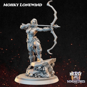 Mohky Lonewind | Female Orc | Humanoid | Medium | D&D | Pathfinder | TTRPG | 32mm | 75mm | Miniature | Beast Miniatures