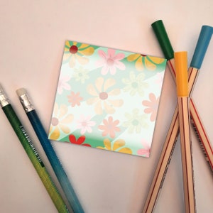 Gekleurde bloemen Kladblok | Memo | Notitieblok | Vierkant | Gratis verzending