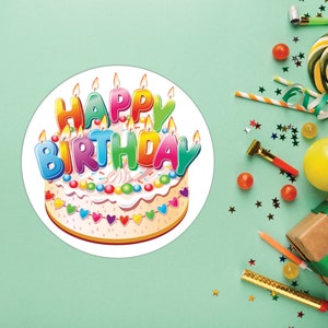 40x Birthday Stickers, Birthday Cake, Label Seals, Party, Packing, Free Shipping, Circle