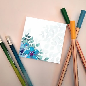 Libreta pequeña con diseño de flores azules dulces, bloc de notas, bloc de notas, cuadrado, envío gratuito
