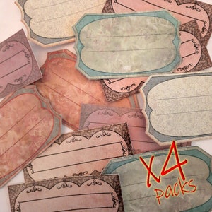 Paquete de 4 etiquetas adhesivas de aspecto vintage: etiquetas en blanco, etiquetas de regalo, pegatinas de regalo, pegatinas con mensajes bonitos, envío gratuito, 48 etiquetas en total.