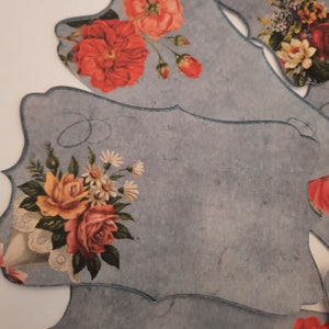 48 Vintage Look Blaue Aufkleber mit Blumen - Blanko Etiketten - Geschenkaufkleber - Geschenkaufkleber - Niedliche Aufkleber - Kostenloser Versand