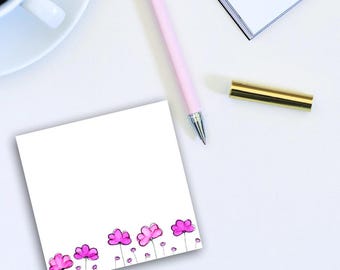 Roze bloemennotitieblok - schattig briefpapier voor notities, takenlijsten en dagboeken - afscheurbaar memoblok - kantoor en cadeau-idee