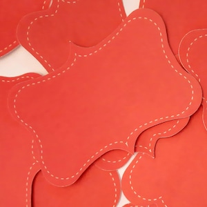 Etichette fustellate decorative rosse in stile retrò, ritagli per scrapbooking, creazione di biglietti, etichette regalo, journaling, bomboniere, bricolage