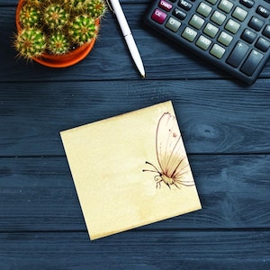 Vintage Butterfly Notepad - Aesthetic Stationery, Minimalist Writing Pad, Watercolor Insect Art, Office Supplies, Journaling Paper