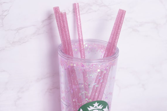 Glitter Reusable Straws, Pink Glitter Reusable Straw, Gold Glitter Straw,  11in Straw, Tumbler Straws, Glam Reusables Straw 