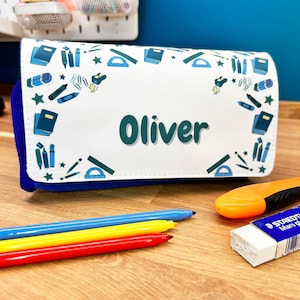 Personalisiertes Federmäppchen für Kinder, personalisiertes Federmäppchen für Kinder, blaues Federmäppchen für Jungen oder Mädchen, Geschenk für Schulanfang