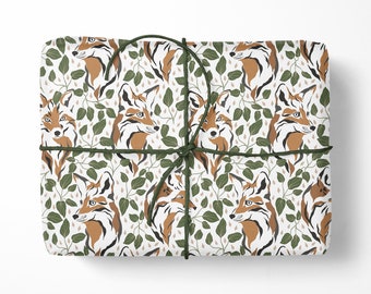 Papier cadeau Fox, rouleau de papier cadeau Fox, collection Magic Forest