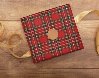 Papier cadeau tartan rouge, rouleau de papier cadeau tartan de luxe, papier cadeau écossais