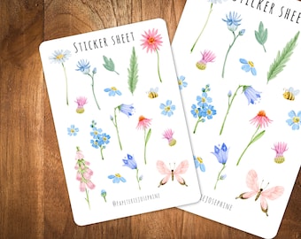 Sticker Sheet - Wildflowers | Floral Planner Stickers, Bullet Journal Stickers, Scrapbook Stickers, Flower Stickers