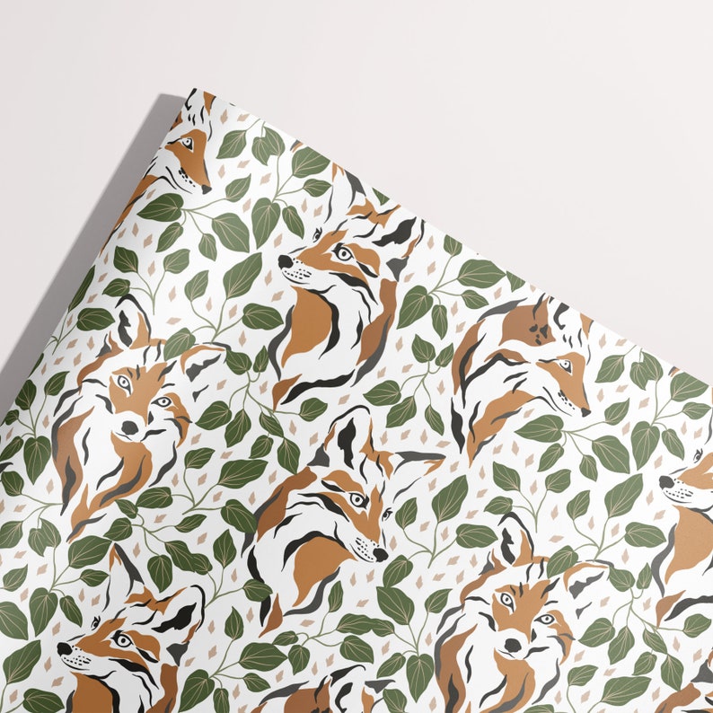 Papier cadeau Fox, rouleau de papier cadeau Fox, collection Magic Forest image 2