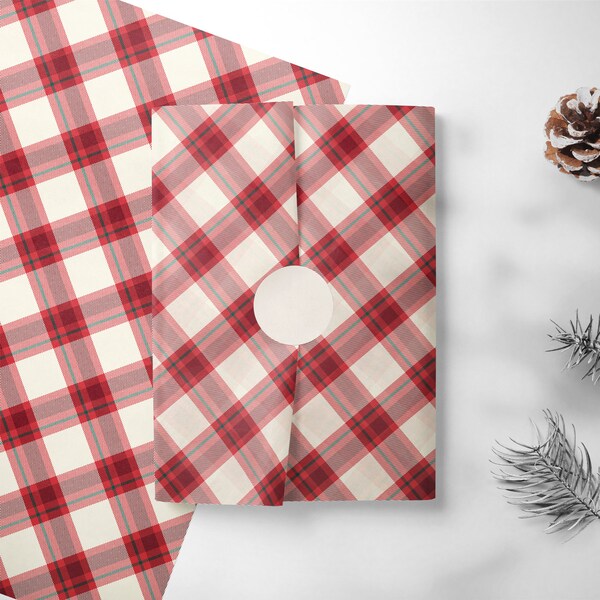 Papier Cadeau Tartan Rouge, Emballage cadeau recyclable aux couleurs festives