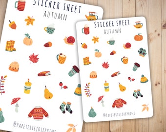 Sticker Sheet - Autumn | Mini Planner Stickers, Bullet Journal Stickers, Scrapbook Stickers, Mini Autumn Stickers, Fall Stickers