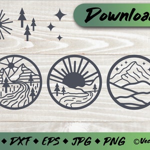 Camping svg bundle | travel svg | landscape svg | bigfoot svg | wall art | sun svg | adventure svg | Commercial use | png eps dxf