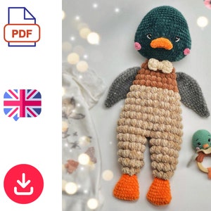 DUCK Snuggler Plush Lovey | duck Security Blanket Toy | Amigurumi Comforter Cuddle Toy | PDF Easy Crochet Pattern | Lovey toy patterns |