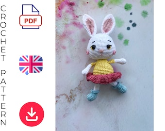 Crochet Pattern Bunny Liko, Amigurumi Pattern, Crochet Rabbit, Crochet Toys Pattern, Cuddly Toy, Stuffed Animal, Gift for Nature Lovers