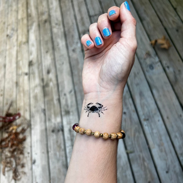 Cancer Crab Temporary Tattoo, Cancer Temporary Tattoo, Crab Temporary Tattoo, Cancer Zodiac Temporary Tattoo, Crab Sticker, Crab Decal