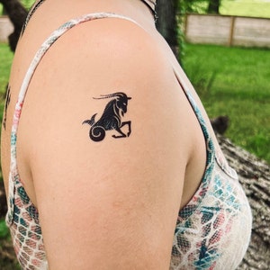 Capricorn Temporary Tattoo, Capricorn Goat Tattoo, Zodiac Tattoo, Capricorn Decal, Capricorn Sticker, Goat Decal, Goat Sticker