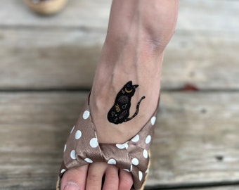 Mystic Black Cat Temporary Tattoo, Black Cat Temporary Tattoo, Mystical Cat Decal, Mystic Cat Sticker, Black Cat Sticker