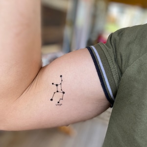 Virgo Star Zodiac Temporary Tattoo, Virgo Celestial Temporary Tattoo, Virgin Constellation Tattoo, Virgo Star Stickers, Virgo Decal
