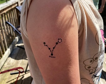 Tatouage temporaire Constellation des Poissons : sticker signe astrologique imperméable à l&#39;eau